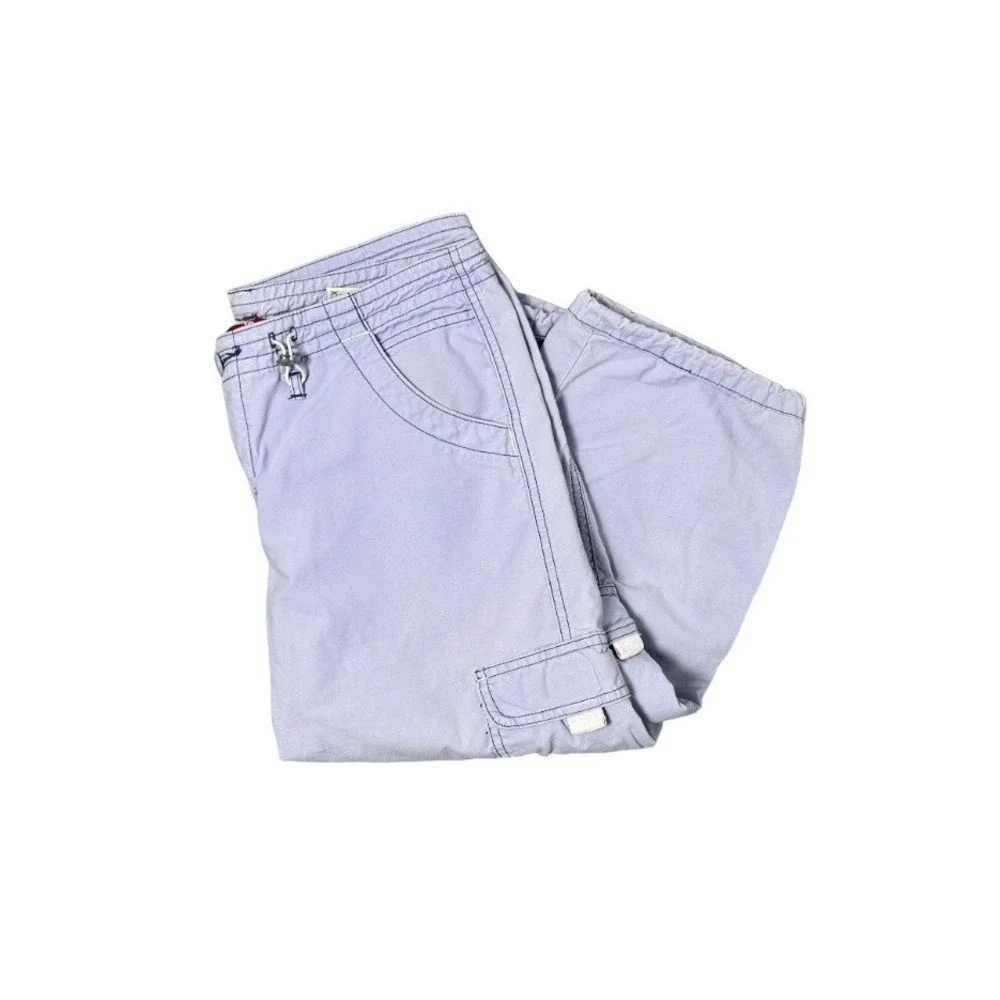 Y2K Light Lavender Cargo Capri Pants Hiking Gorpcore Drawstring Hem 7